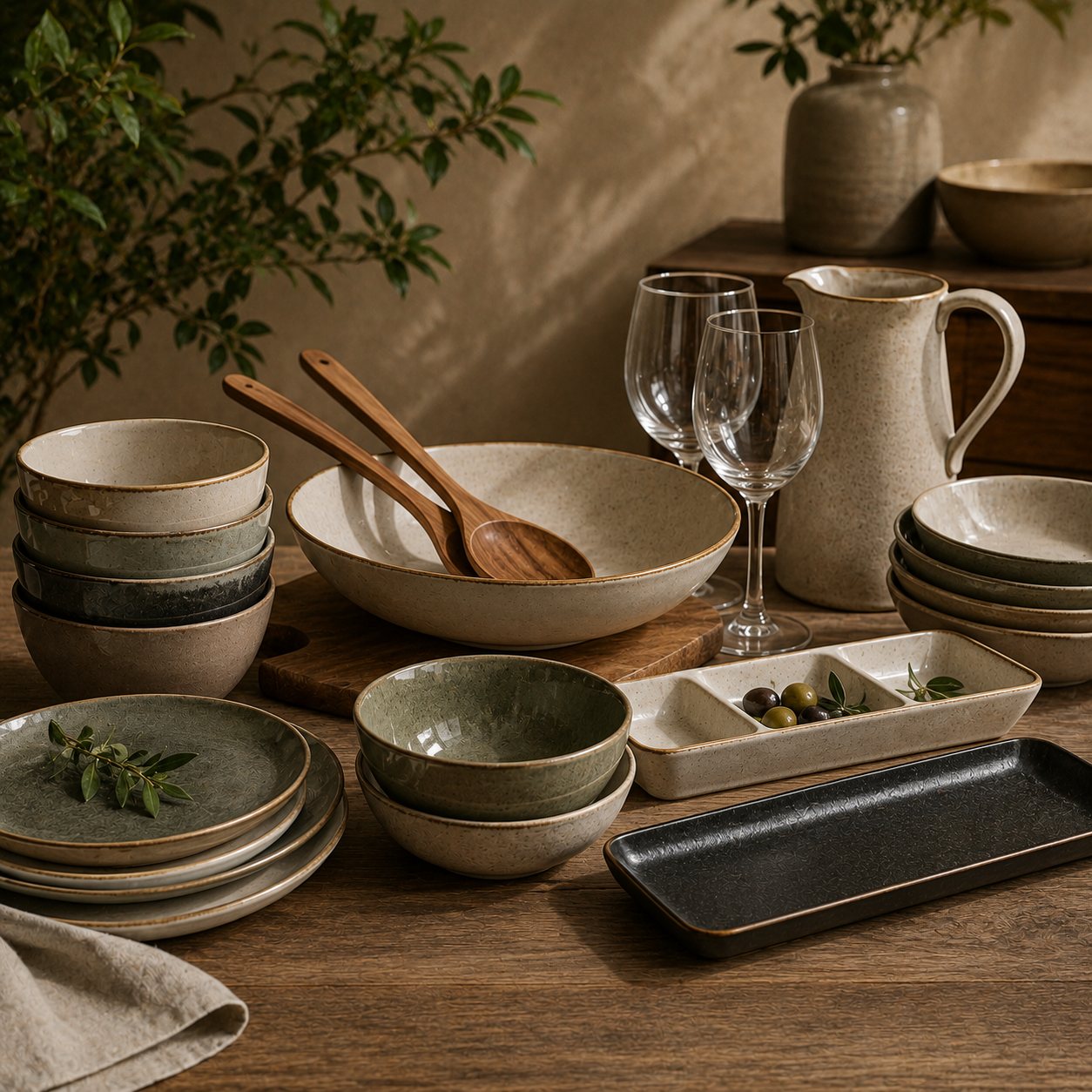 Copper and brass tableware