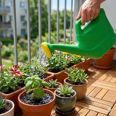 Green Plastic Garden Watering Can with Sprinkler Head