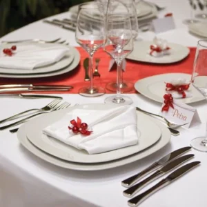 Elegant White Ceramic Dinnerware and Table Setting Set